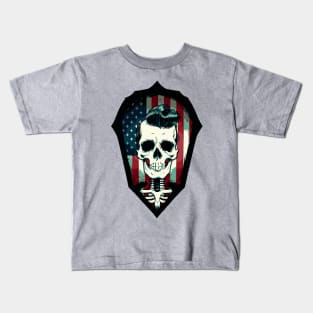 Fun Shield Patriotic Rockabilly Skeleton Kids T-Shirt